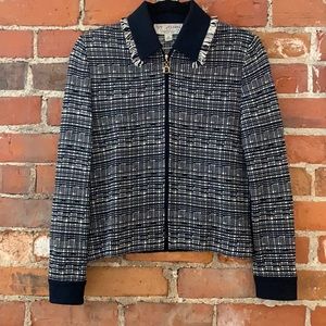 St. John Collection blue abstract plaid jacket size 2